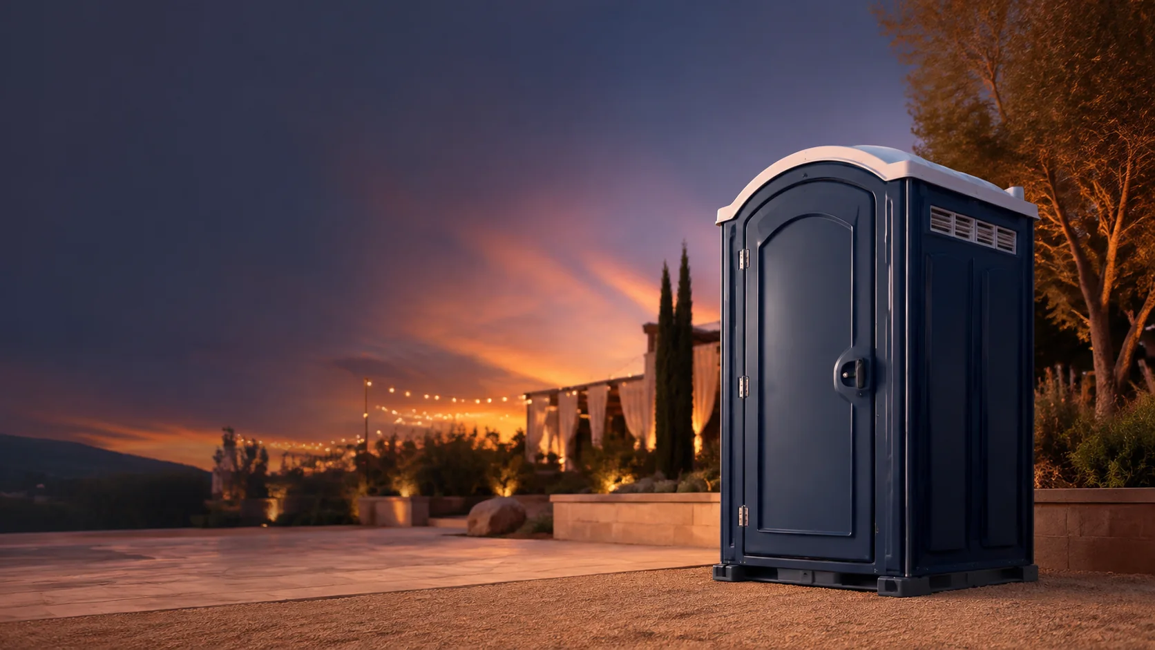 Portable restroom shown for rental planning in St. Charles, IL
